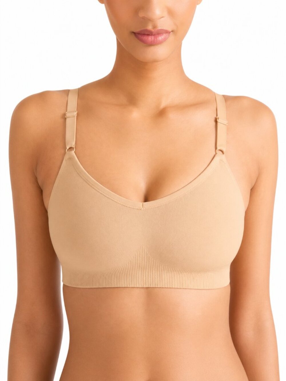KNIX Good to Go Seamless Bra Wireless Nude Warm Sand Women's XXL, 40A 40B 40C
